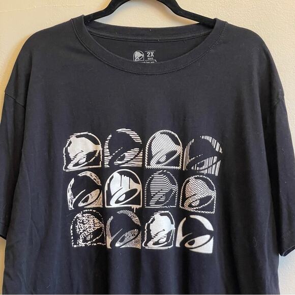 Taco Bell 2X short sleeve t-shirt black white Fast Food pop art bell - Picture 2 of 7